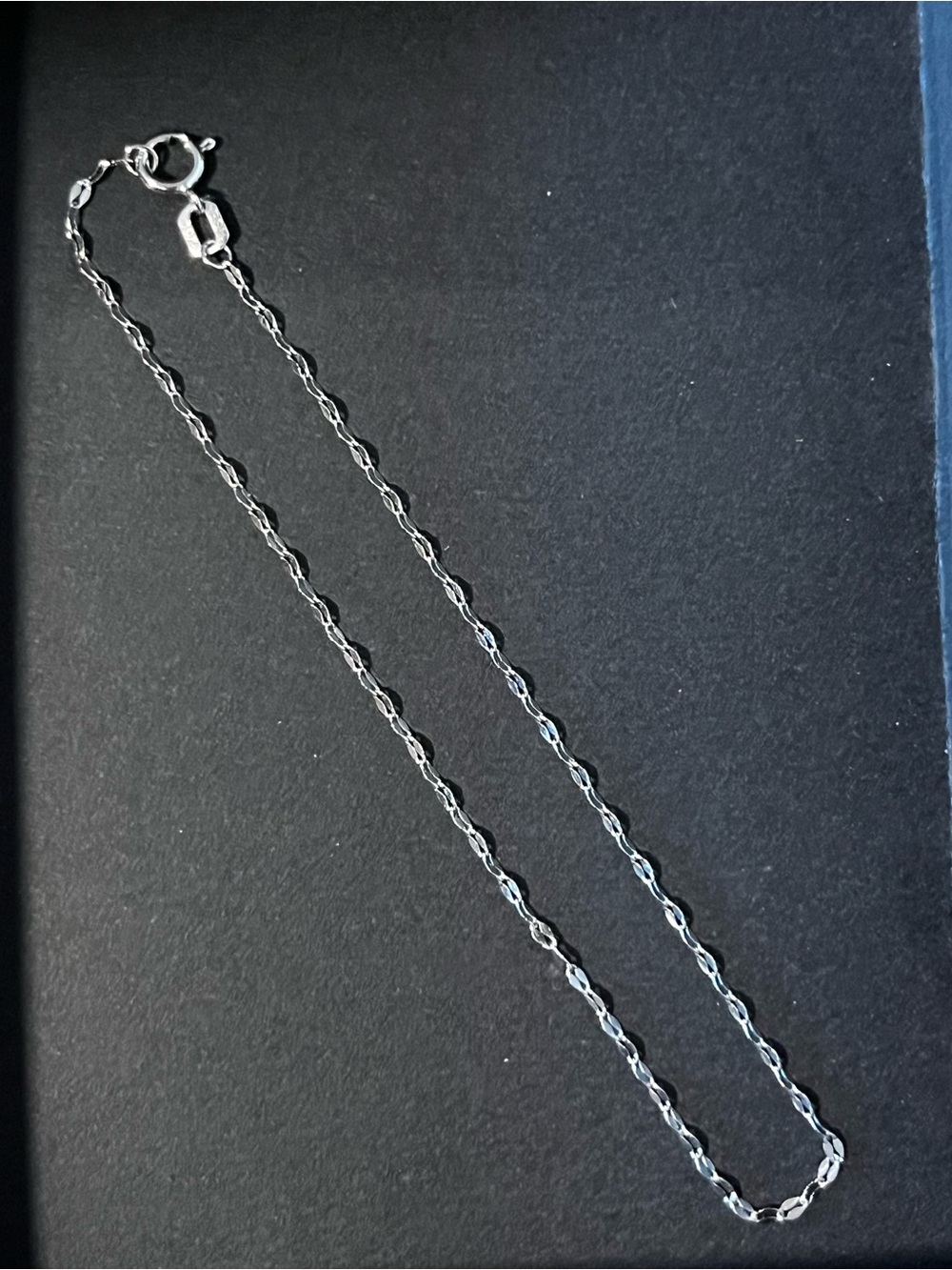 10k solid white gold  mirror Link Chain 7.5” bracelet 1.5mm